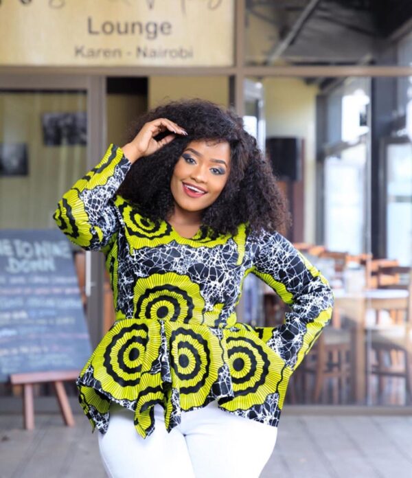 Long Sleeve Peplum Ankara Top