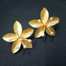 Elegant Golden Floral Studs