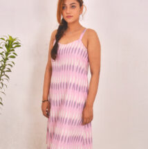 Rosy Ikat Slip Dress with pockets 2