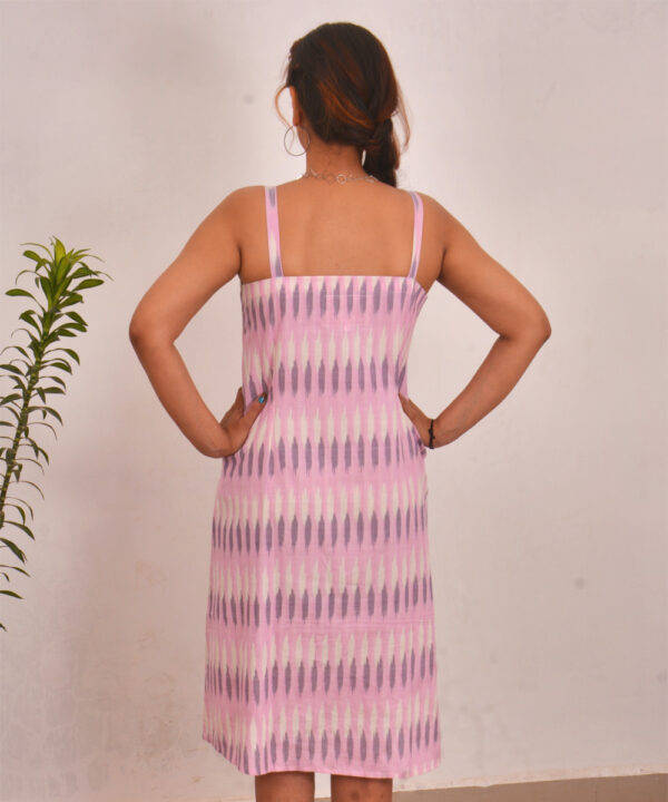 Rosy Ikat Slip Dress with pockets 3